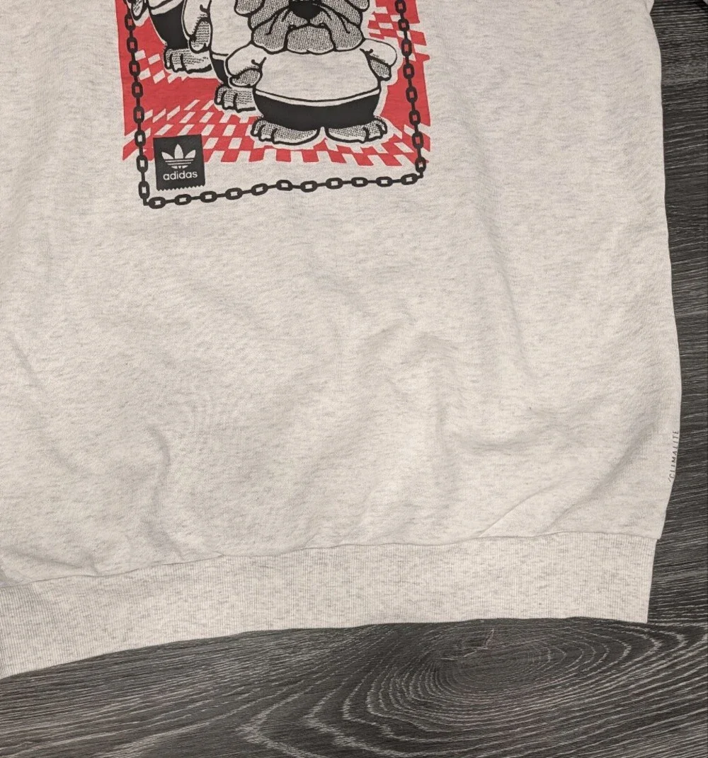 Adidas Light Gray Sweatshirt with Red and Black Graphic